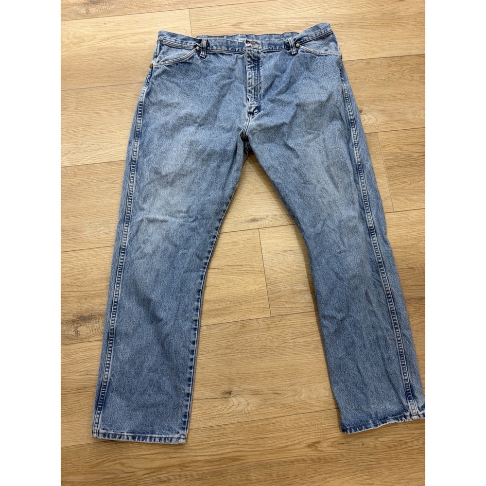 Wrangler Jeans Mens 38x30 Light Wash Straight Leg Baggy Denim Western